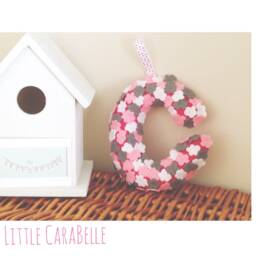 Personalised Felt Flower Covered Hanging Initial. With Pink, White & Grey Flowers. Perfect For A Floral Theme, Nursery, Girls Room, Gift - thumbnail 2