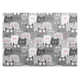 Adorable Cats Seamless Pattern Vinyl Floor Protector, Gray Chair Desk Mat, Gaming Mat - thumbnail 2