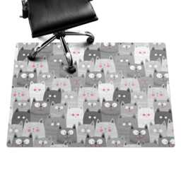 Adorable Cats Seamless Pattern Vinyl Floor Protector, Gray Chair Desk Mat, Gaming Mat - thumbnail 3