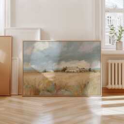Prairie Farm Poster, Golden Field Print, Country Wall Art, Paper - thumbnail 3