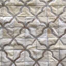 Cowhide Patchwork Rug Cream & Metallic Silver - Custom Handmade - thumbnail 2