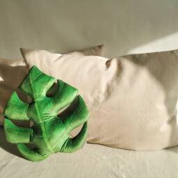 Monstera Pillow For Tropical Home Decor, Deliciosa Shaped Leaf Cushion Gift Plant Lover, Plush Soft Velvet - thumbnail 3