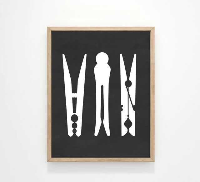 Three Clothespins Laundry Wall Art - Decor Room Available As Print, Framed Print Or Canvas Sign - image 1