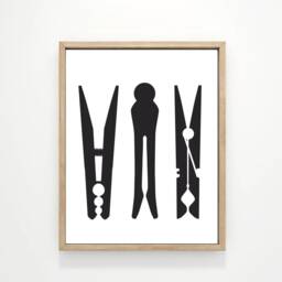 Three Clothespins Laundry Wall Art - Decor Room Available As Print, Framed Print Or Canvas Sign - thumbnail 2