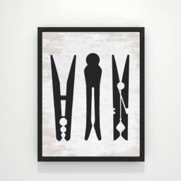 Three Clothespins Laundry Wall Art - Decor Room Available As Print, Framed Print Or Canvas Sign - thumbnail 3