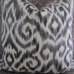 3Bm Designer Pillow Cover Lumbar, Tmp Ikat Damask Zinc - thumbnail 4