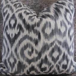 3Bm Designer Pillow Cover Lumbar, Tmp Ikat Damask Zinc - thumbnail 1