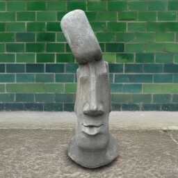 Concrete Moai Statue Stone Front Door Figurine Easter Island Man Head Sculpture Outdoor Yard Art Polynesian Style Decor Garden Ornament - thumbnail 1