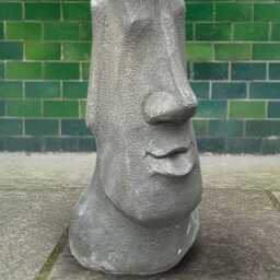 Concrete Moai Statue Stone Front Door Figurine Easter Island Man Head Sculpture Outdoor Yard Art Polynesian Style Decor Garden Ornament - thumbnail 4