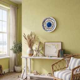 Upcycled Ceramic Wall Clock, Mediterranean Coastal Decor, Silent Majolica Style Tile Art - thumbnail 2