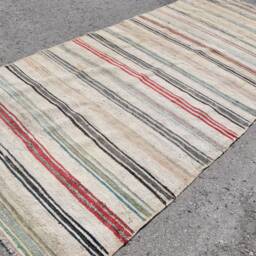 Turkish Kilim, Rugs 5.1x11.5 Ft Large Aztec For Bedroom, Beige Vintage Salon Kilim - thumbnail 2