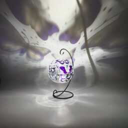 Purple Butterfly Glass Candle Holder - Hand Painted Gift - thumbnail 4