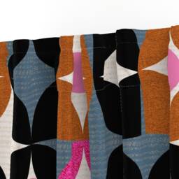 Mid Century Circles Curtain Panel - Retro Mod Large Scale Graphic Pink Black Grey Custom Desert By Ottomanbrim - thumbnail 3