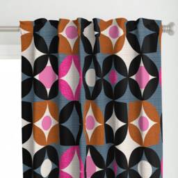 Mid Century Circles Curtain Panel - Retro Mod Large Scale Graphic Pink Black Grey Custom Desert By Ottomanbrim - thumbnail 1