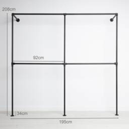 Clothes Rack Industrial Eike Black - Walk-In Wardrobe Wall-Mounted Design Ready-To-Assemble Delivery - thumbnail 2