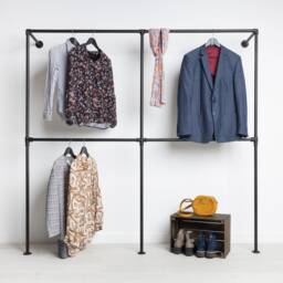 Clothes Rack Industrial Eike Black - Walk-In Wardrobe Wall-Mounted Design Ready-To-Assemble Delivery