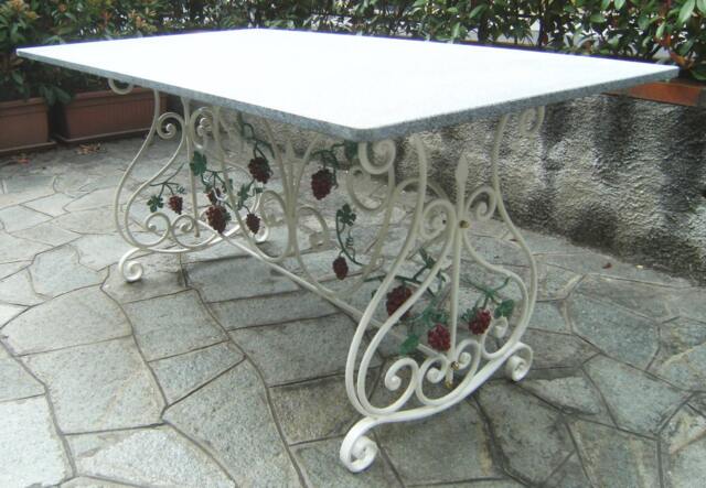 Wrought Iron Table Rectangle Curls & Bunches Of Grapes Decoration
