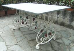 Wrought Iron Table Rectangle Curls & Bunches Of Grapes Decoration
