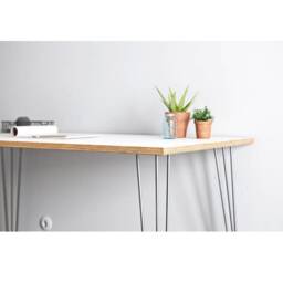 White Formica Desk With Hairpin Legs Handmade Home Office - thumbnail 2