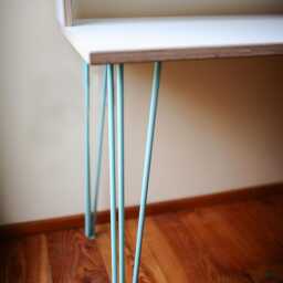 White Formica Desk With Hairpin Legs Handmade Home Office - thumbnail 4