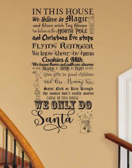 In This House We Only Do Santa Customizable Believe Christmas Wall Decal Living Room Holiday Decorations Jesus Sign Christmas Ornaments Diy - image 1
