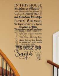In This House We Only Do Santa Customizable Believe Christmas Wall Decal Living Room Holiday Decorations Jesus Sign Christmas Ornaments Diy - thumbnail 1
