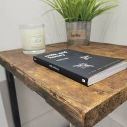 Handmade Raw Steel & Redwood Pine Table - Industrial Console/Dining - thumbnail 3