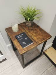 Handmade Raw Steel & Redwood Pine Table - Industrial Console/Dining