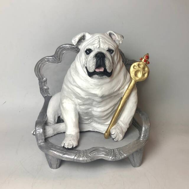 Custom English Bulldog Pet Memorial Urn Clay Dog Portrait Sculpture - image 1