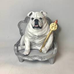 Custom English Bulldog Pet Memorial Urn Clay Dog Portrait Sculpture - thumbnail 4
