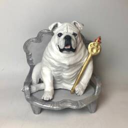 Custom English Bulldog Pet Memorial Urn Clay Dog Portrait Sculpture - thumbnail 1