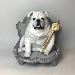 Custom English Bulldog Pet Memorial Urn Clay Dog Portrait Sculpture - thumbnail 2