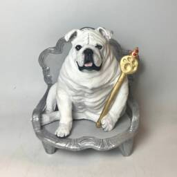 Custom English Bulldog Pet Memorial Urn Clay Dog Portrait Sculpture - thumbnail 3