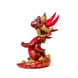 Lazarus - Polymer Clay Dice Holder Dragon - Burgundy, Red, & Muted Gold Dragonling - thumbnail 3