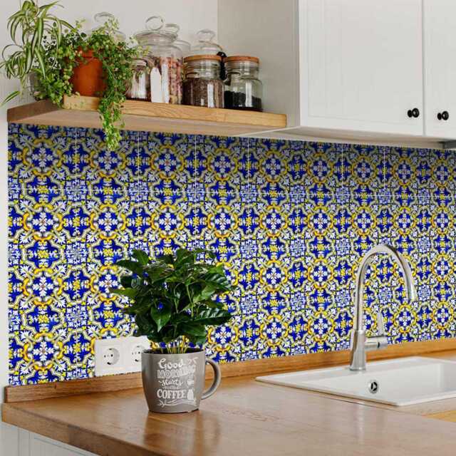 Mexican Tiles Decals Bathroom Stickers Blue Design Shower Decals Mirror Murals For Walls Kitchen Diy Home Decor H12 - image 1