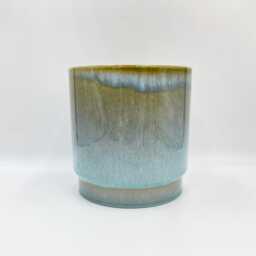 Sense Handmade Reactive Glaze Plant Pot Jade Blue Ceramic Planter, Multiple Sizes, Cylinder Plant Pot, D21cm-D29cm, Christmas Gift - thumbnail 3
