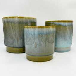 Sense Handmade Reactive Glaze Plant Pot Jade Blue Ceramic Planter, Multiple Sizes, Cylinder Plant Pot, D21cm-D29cm, Christmas Gift - thumbnail 2