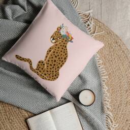 Outdoor Pillows - Weatherproof Garden Cushions Amur Floral Leopard Boho Design Light Pink Decorative Waterproof Home Decor - thumbnail 3