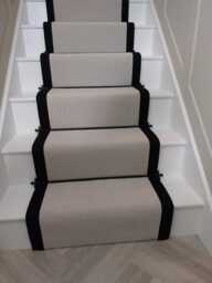 Grey Berber Stair Runner With Stitched Black Taped Edge