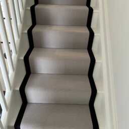 Grey Berber Stair Runner With Stitched Black Taped Edge - thumbnail 3