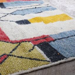 Handmade Wool Moroccan Rug Abstract Multicolored Berber Carpet - thumbnail 3