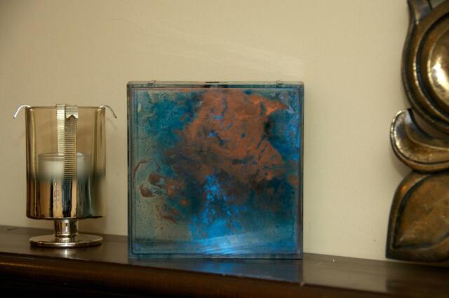 Found Object Plastic Box & Alcohol Ink Wall Art