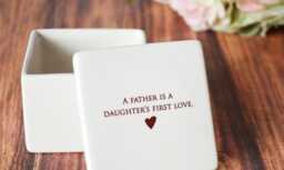 A Father Is A Daughter's First Love - For Dad Personalized Wedding Day Gift Deep Square Keepsake Box Of The Bride Present - thumbnail 1