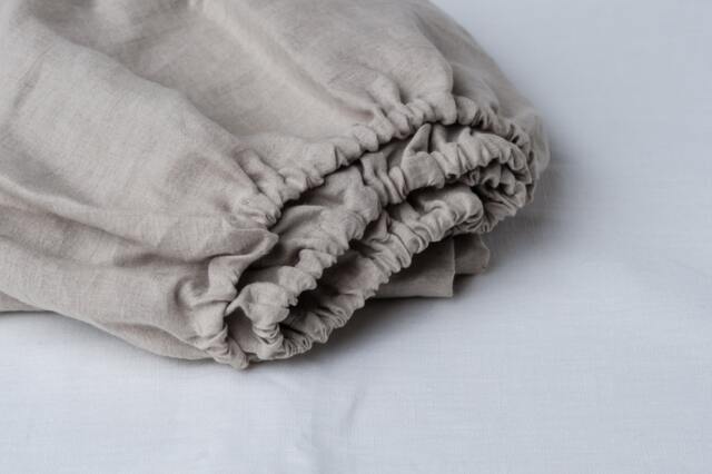 Natural Linen Fitted Sheet, Soft Washed Bedding - Deep Pocket Bed Sheet European Linens - image 1