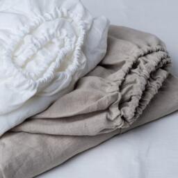 Natural Linen Fitted Sheet, Soft Washed Bedding - Deep Pocket Bed Sheet European Linens - thumbnail 2