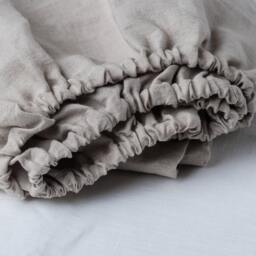 Natural Linen Fitted Sheet, Soft Washed Bedding - Deep Pocket Bed Sheet European Linens - thumbnail 3