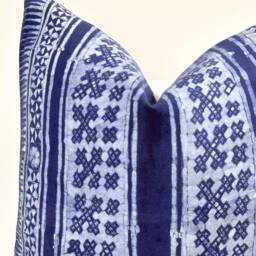 Indigo Neutral Tribal Hemp Hand Woven Natural Dye Color Lumbar Pillow Cover - thumbnail 2