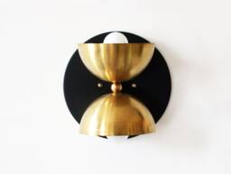 Brass & Black Mid Century Double Sconce Light Gold Vanity Lighting Living Room Modern Lamp - thumbnail 1