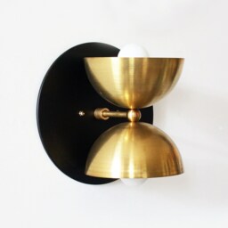 Brass & Black Mid Century Double Sconce Light Gold Vanity Lighting Living Room Modern Lamp - thumbnail 2
