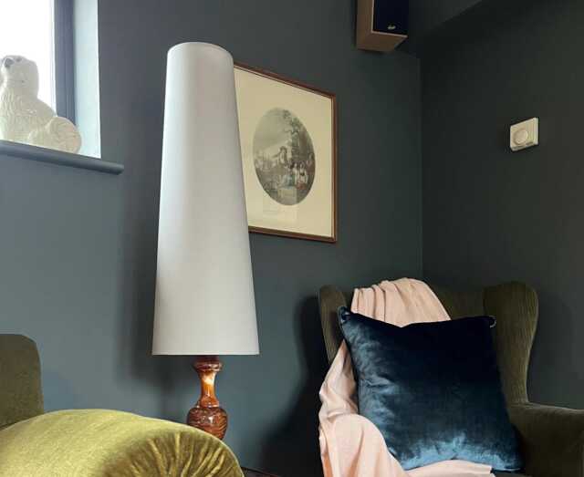 Grey Cone Lampshade Extra Tall Lampshade, Silver Grey Cotton - image 1